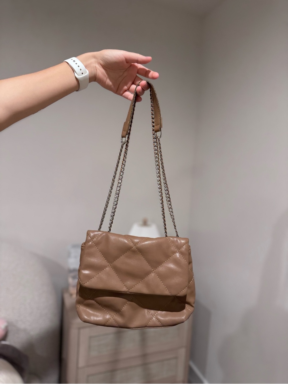 Quilted Shoulder Bag in Brown - Classic Women's Crossbody